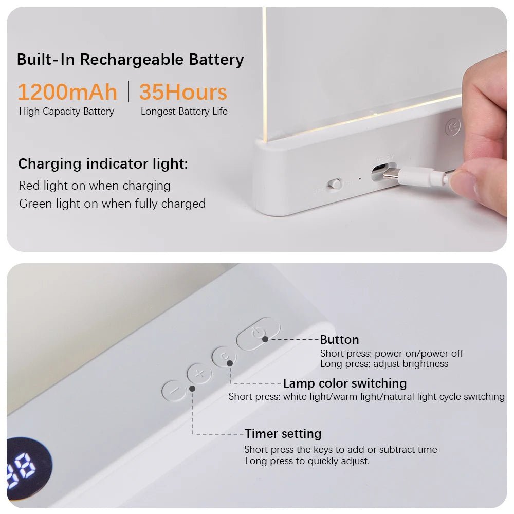 LUMIREAD – Lampe de lecture à panneau LED plat avec éclairage doux pour les yeux