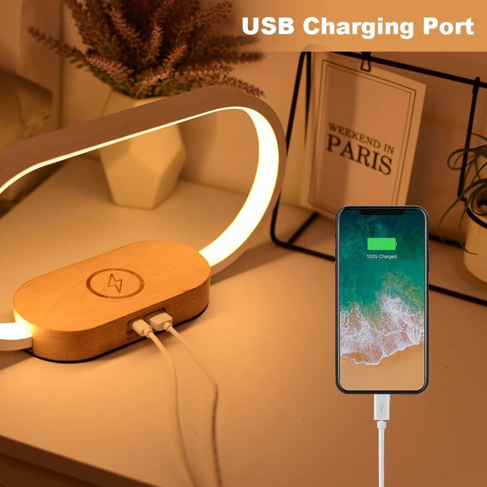 Lampe de chevet à chargement sans fil avec horloge
