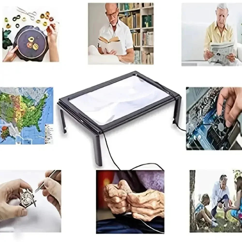 Loupe de lecture de bureau pliable 3x avec éclairage LED
