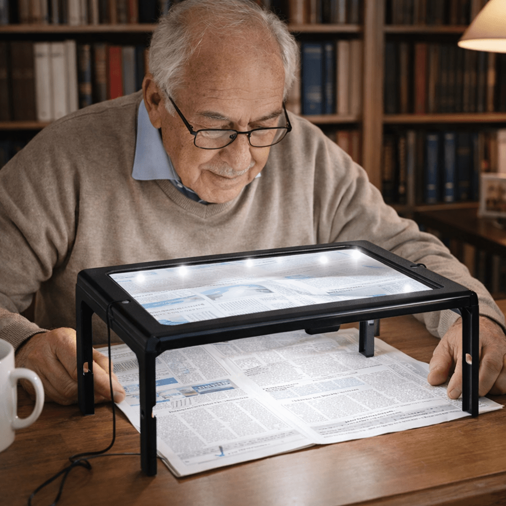 Loupe de lecture de bureau pliable 3x avec éclairage LED
