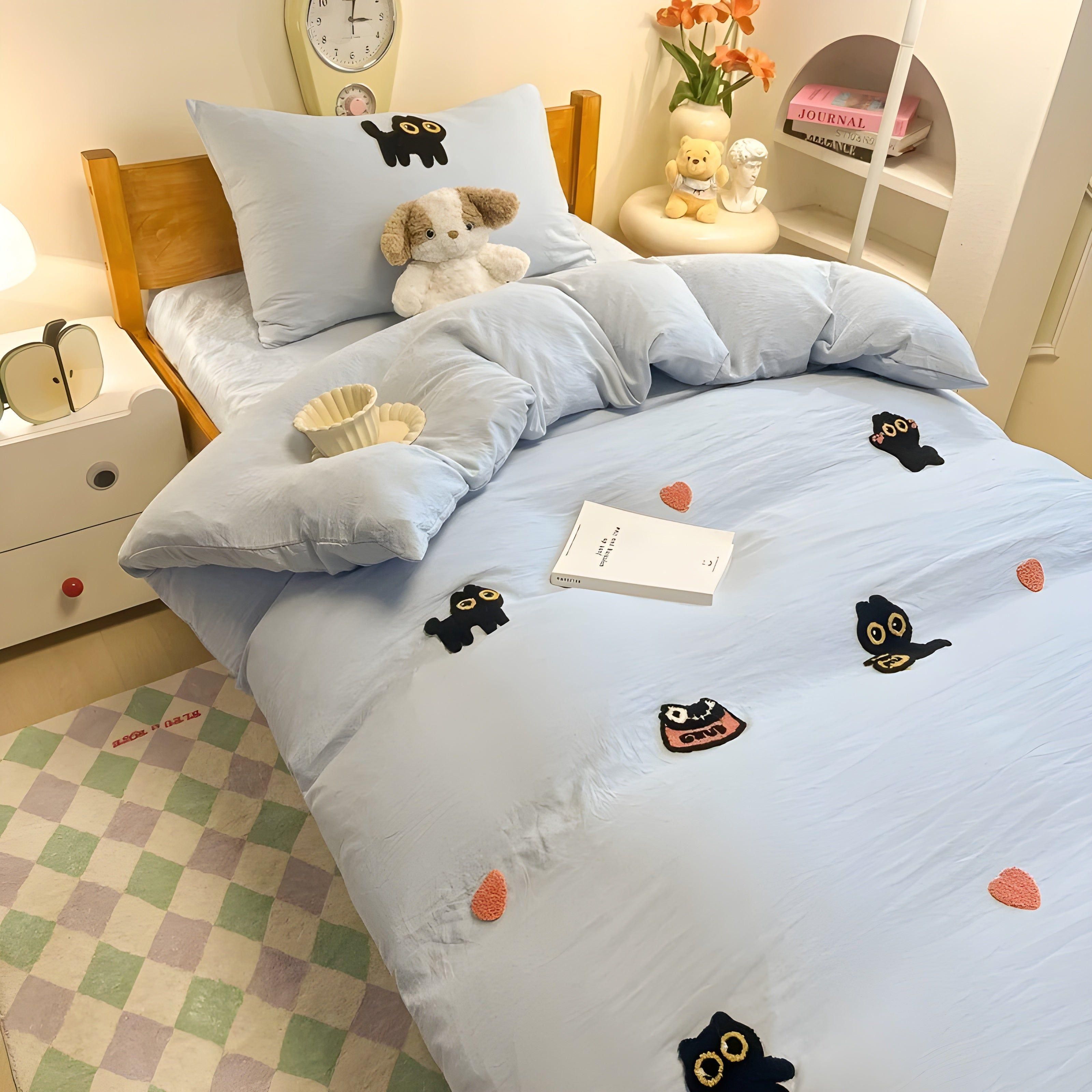 Ensemble de housses avec chat porte-bonheur – respectueux de la peau et confortable