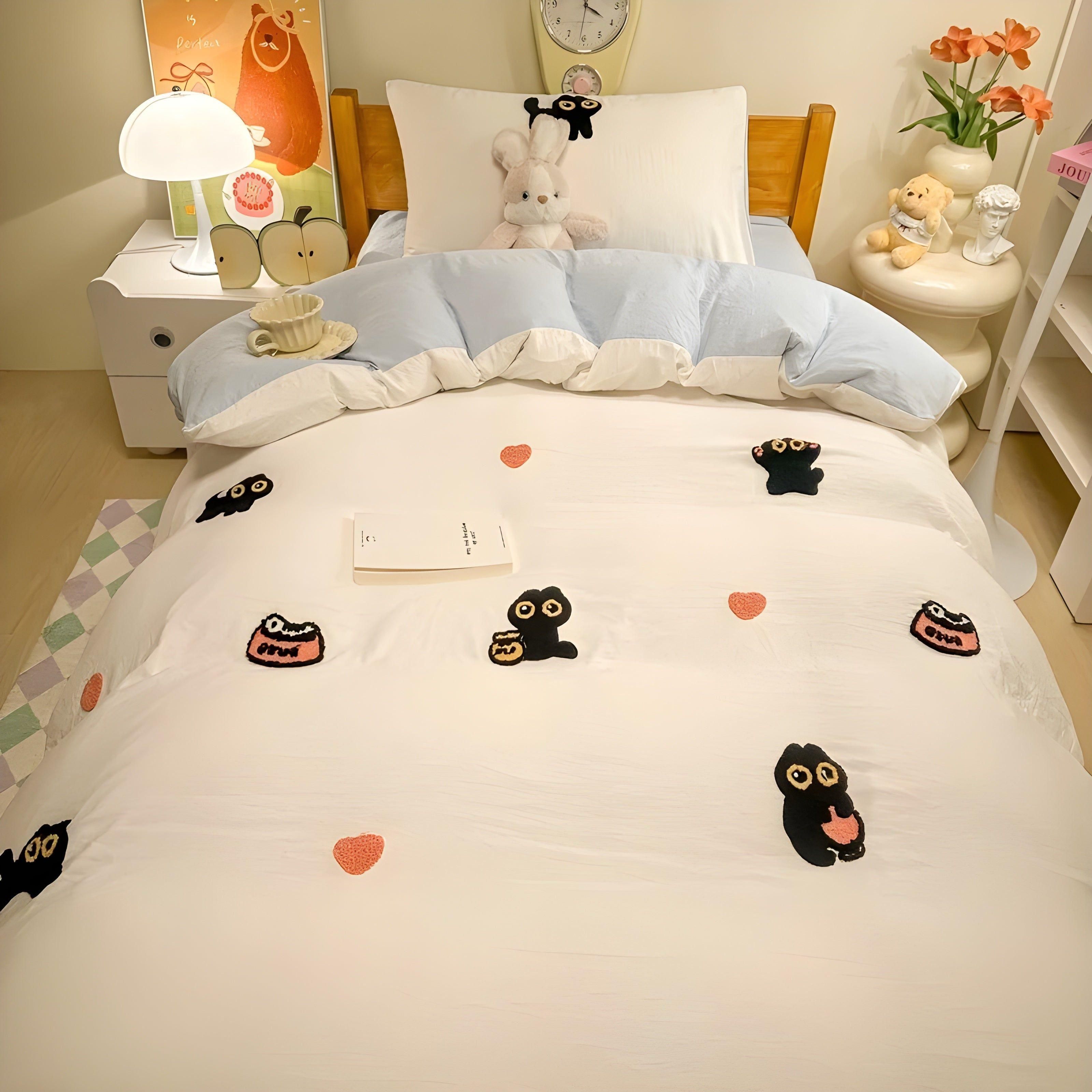 Ensemble de housses avec chat porte-bonheur – respectueux de la peau et confortable
