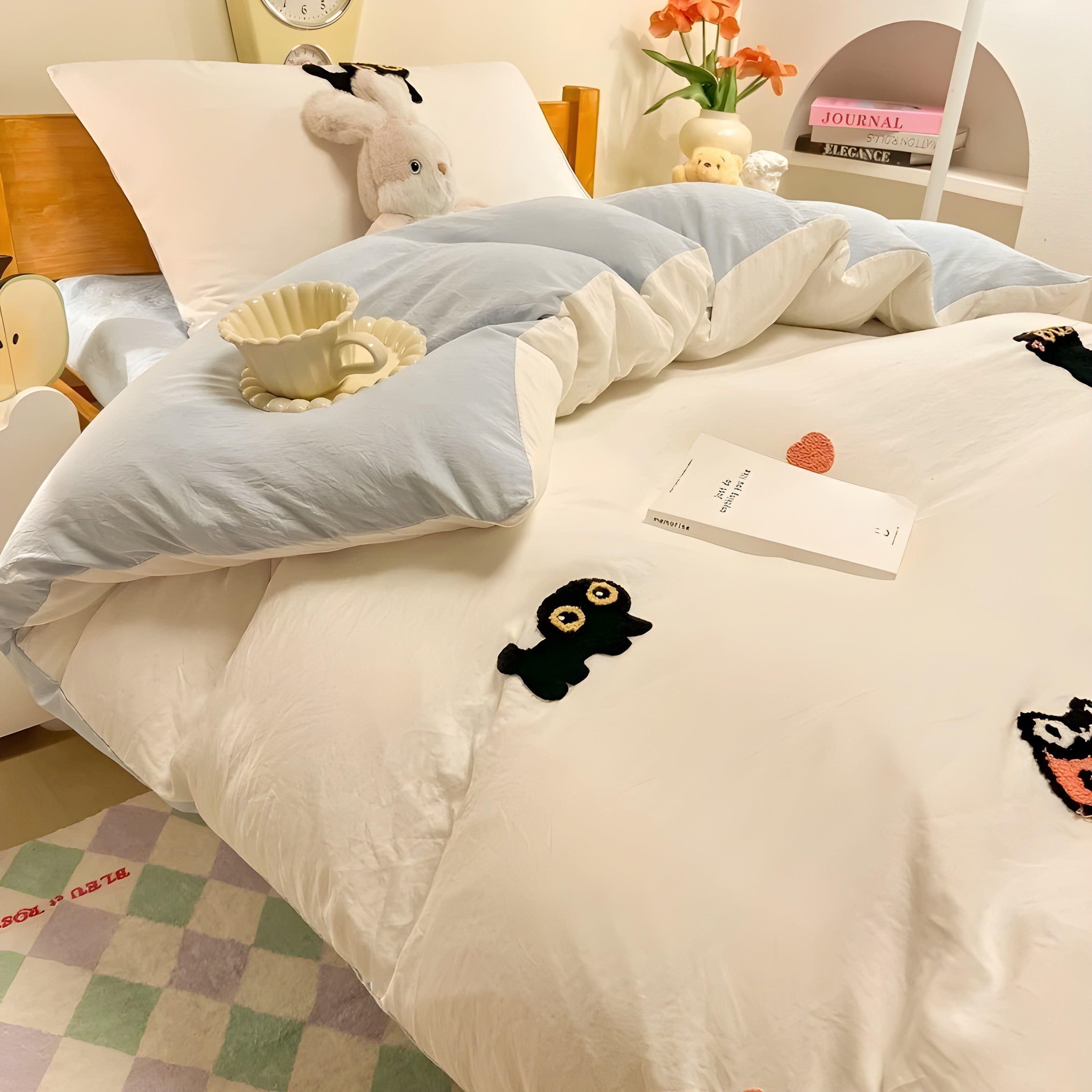 Ensemble de housses avec chat porte-bonheur – respectueux de la peau et confortable