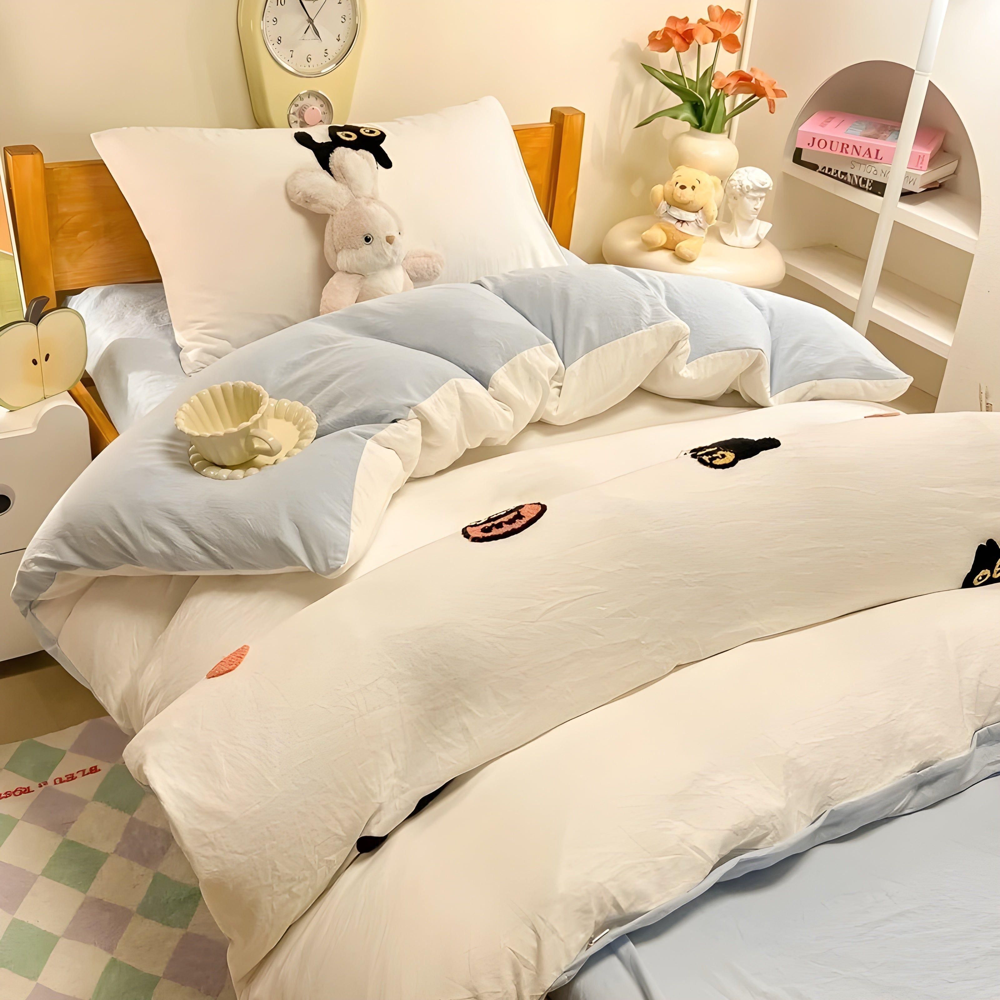 Ensemble de housses avec chat porte-bonheur – respectueux de la peau et confortable