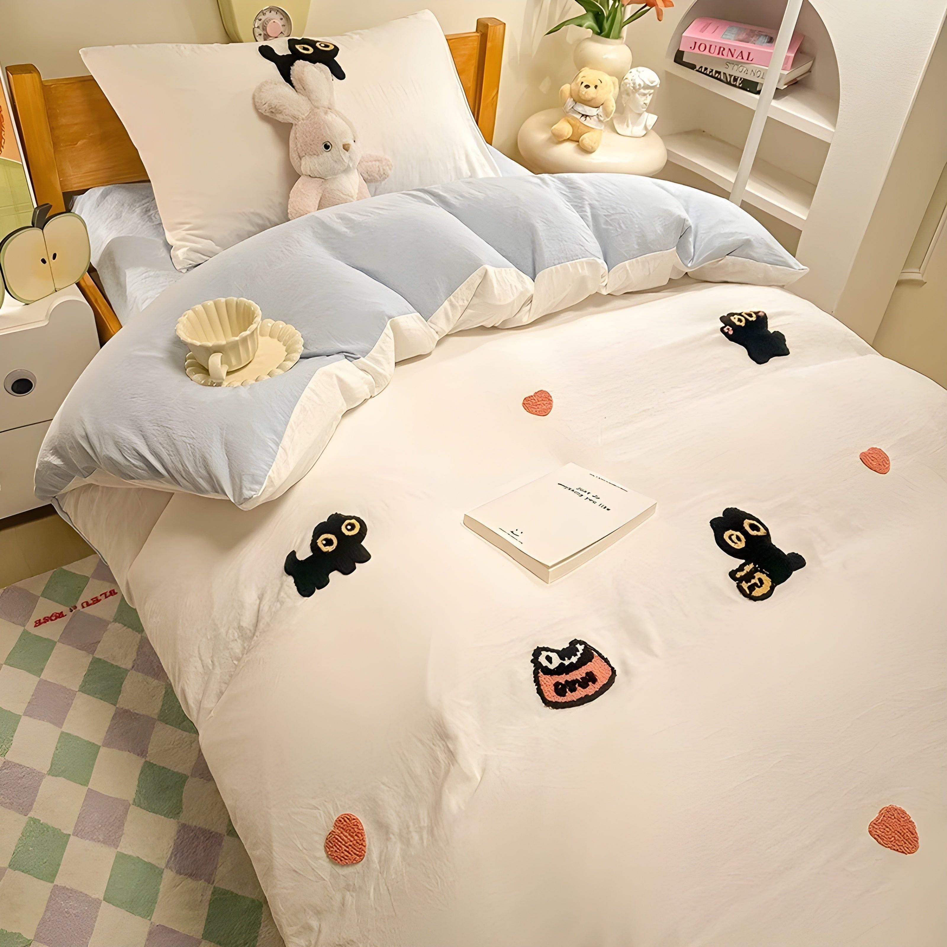 Ensemble de housses avec chat porte-bonheur – respectueux de la peau et confortable