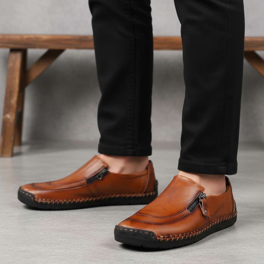 Chaussures confortables au quotidien pour hommes avec fermeture éclair latérale