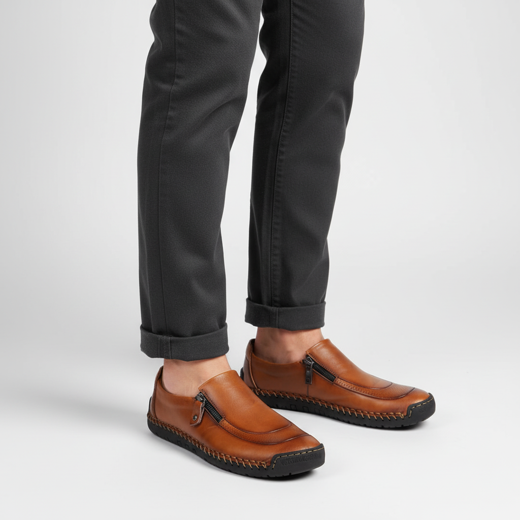 Chaussures confortables au quotidien pour hommes avec fermeture éclair latérale