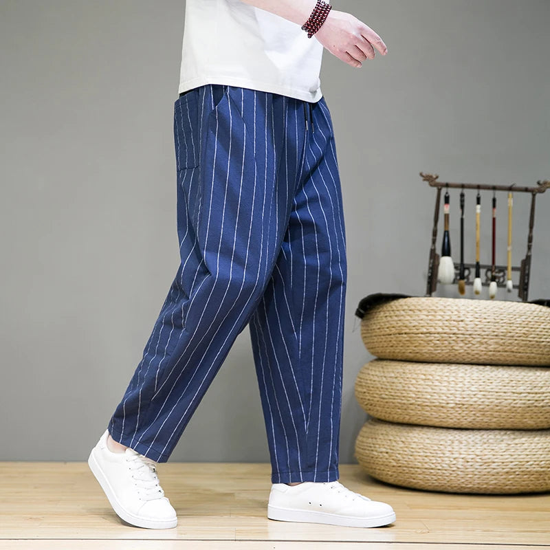 Pantalon de détente décontracté à fines rayures pour homme pour un confort ultime