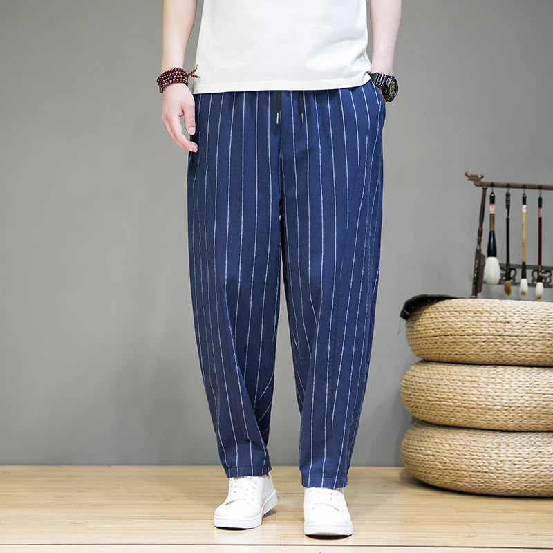 Pantalon de détente décontracté à fines rayures pour homme pour un confort ultime