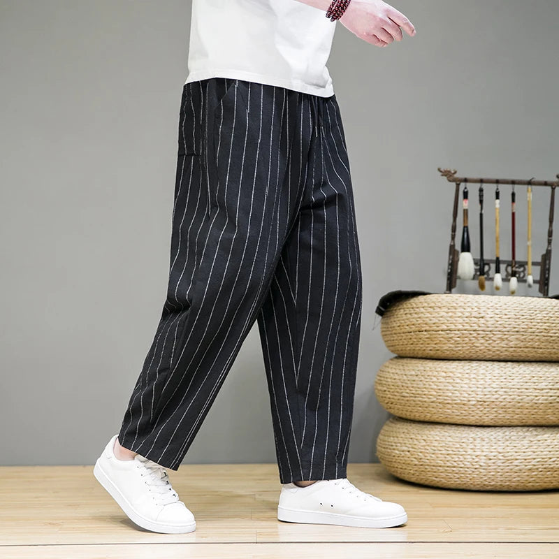 Pantalon de détente décontracté à fines rayures pour homme pour un confort ultime