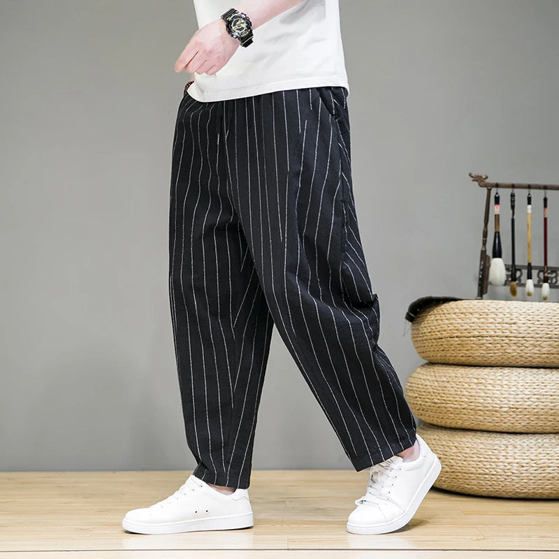 Pantalon de détente décontracté à fines rayures pour homme pour un confort ultime