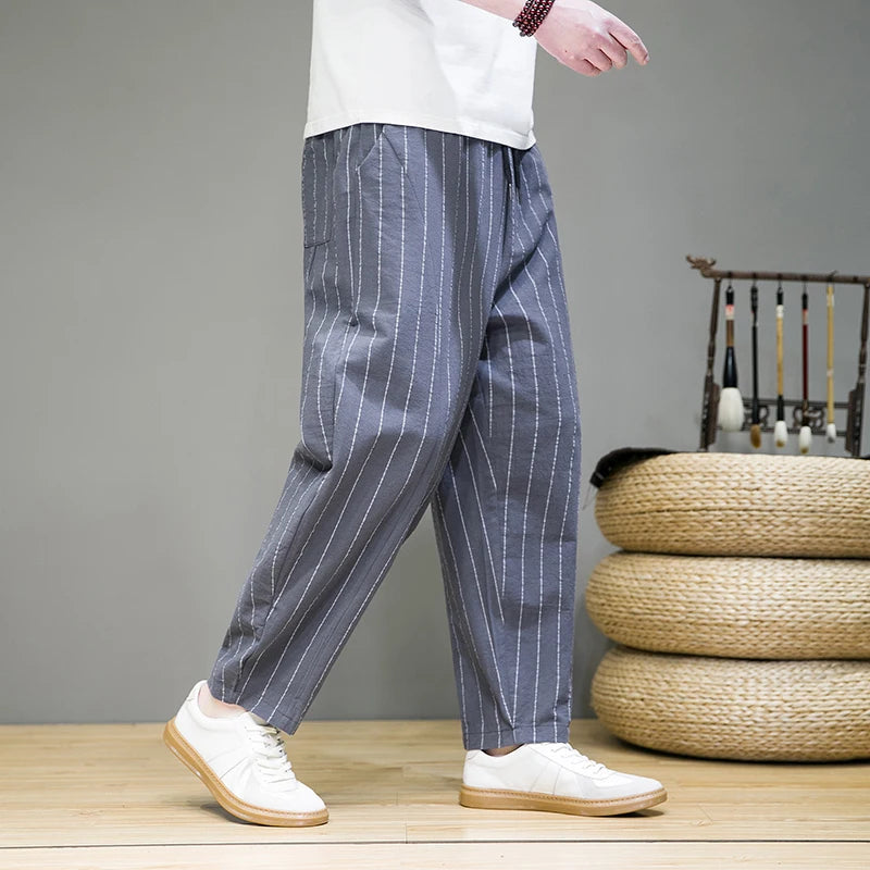 Pantalon de détente décontracté à fines rayures pour homme pour un confort ultime