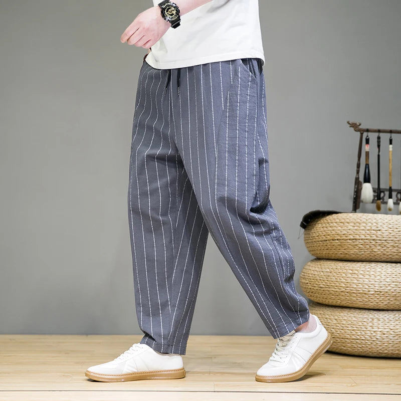 Pantalon de détente décontracté à fines rayures pour homme pour un confort ultime