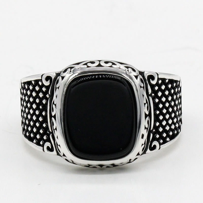 Bague homme en argent sterling et onyx noir