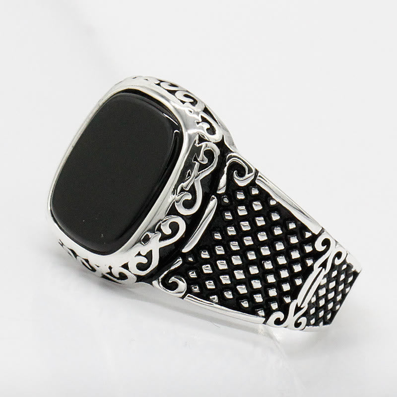 Bague homme en argent sterling et onyx noir