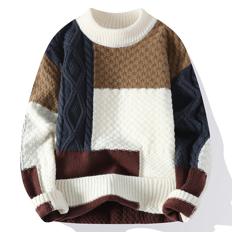Pull à motifs élégant pour hommes - Pull en tricot color block