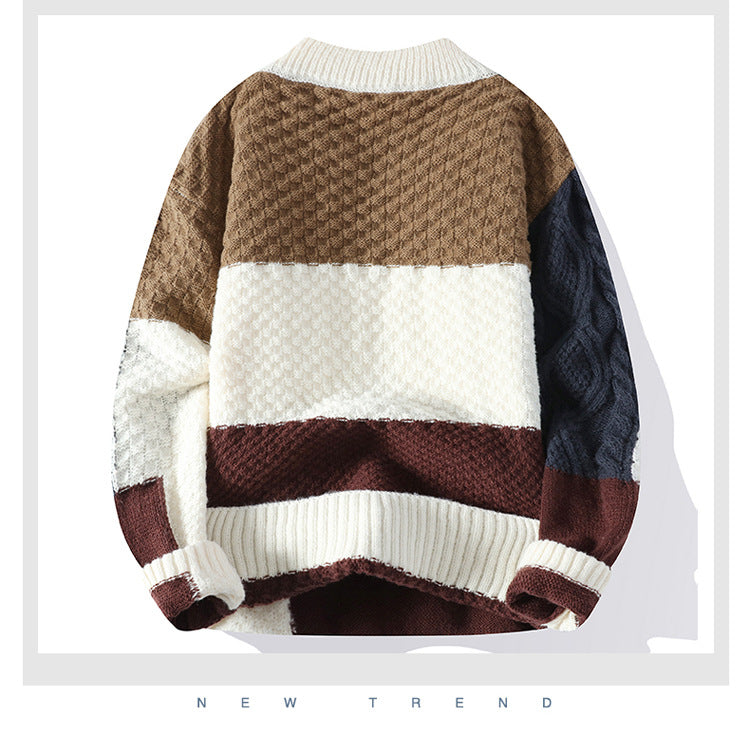 Pull à motifs élégant pour hommes - Pull en tricot color block
