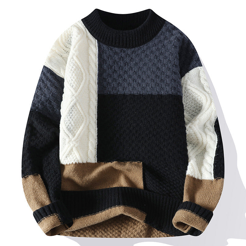 Pull à motifs élégant pour hommes - Pull en tricot color block