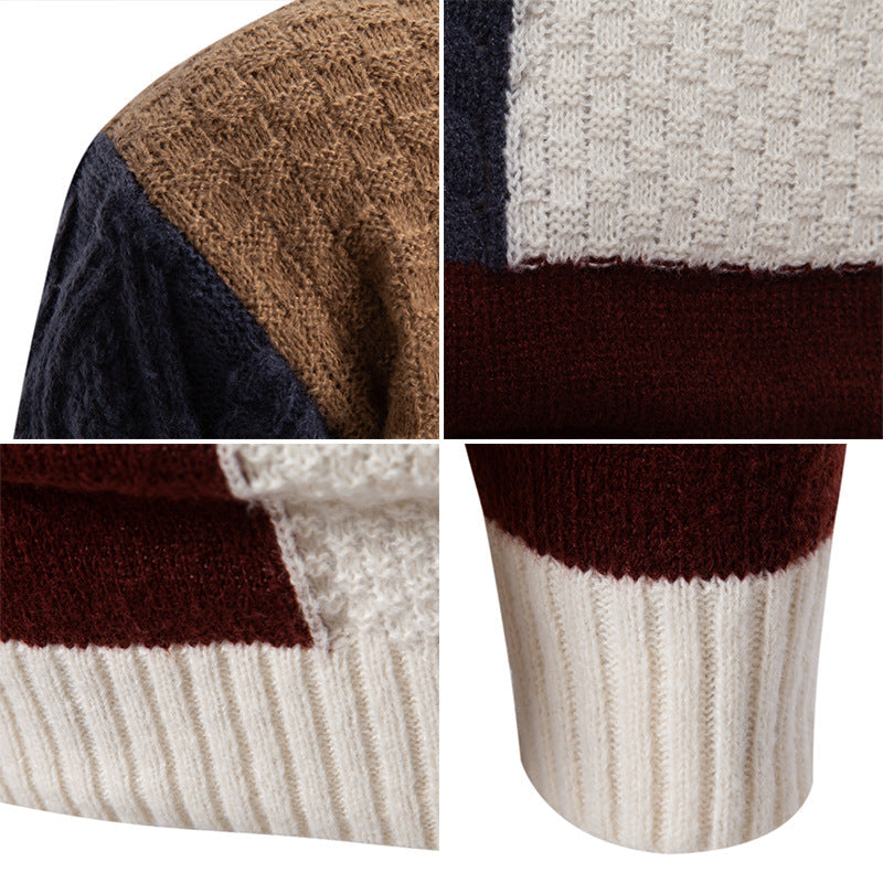 Pull à motifs élégant pour hommes - Pull en tricot color block