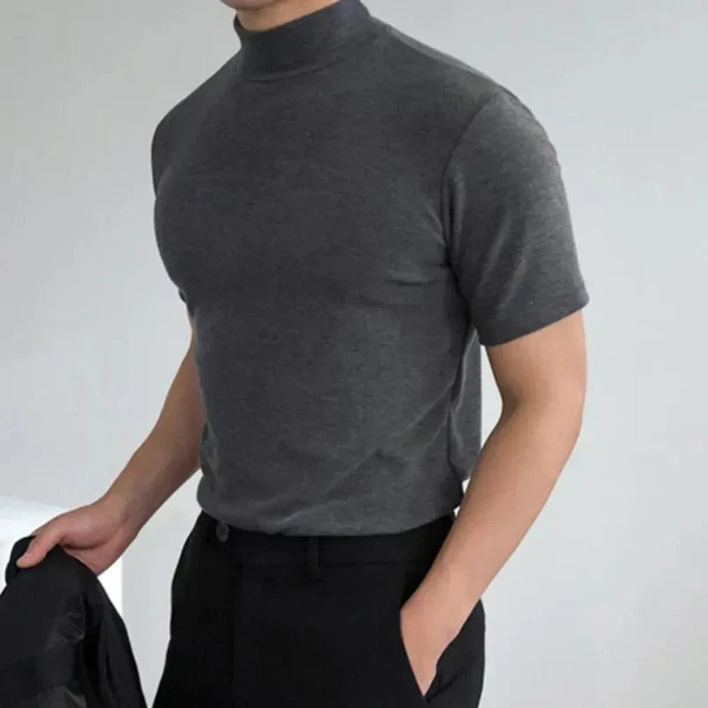 T-shirt homme à col montant, coupe moderne et ajustée