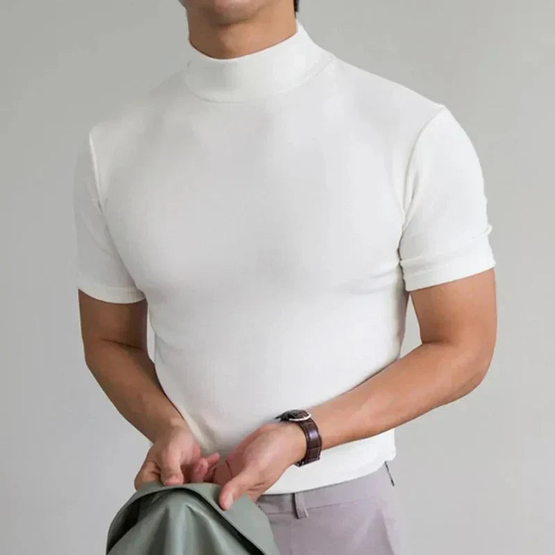 T-shirt homme à col montant, coupe moderne et ajustée