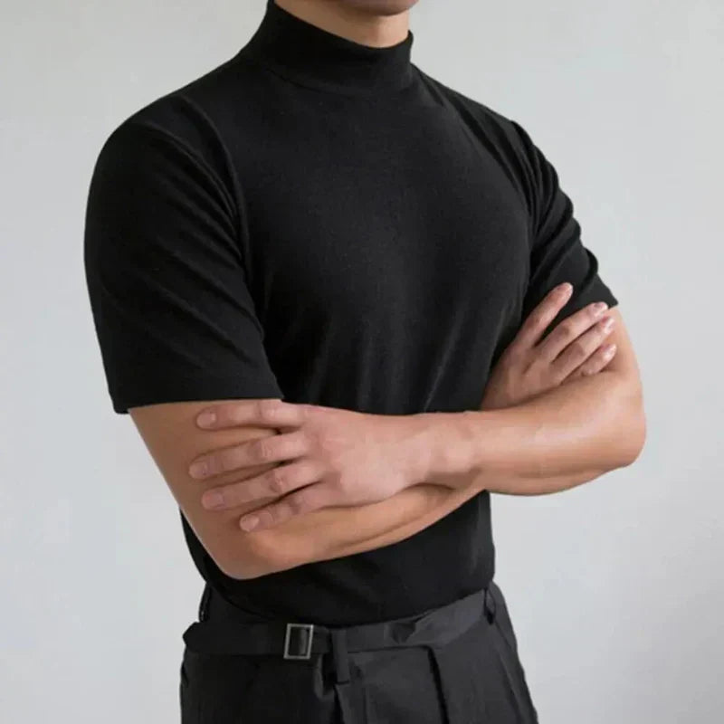 T-shirt homme à col montant, coupe moderne et ajustée