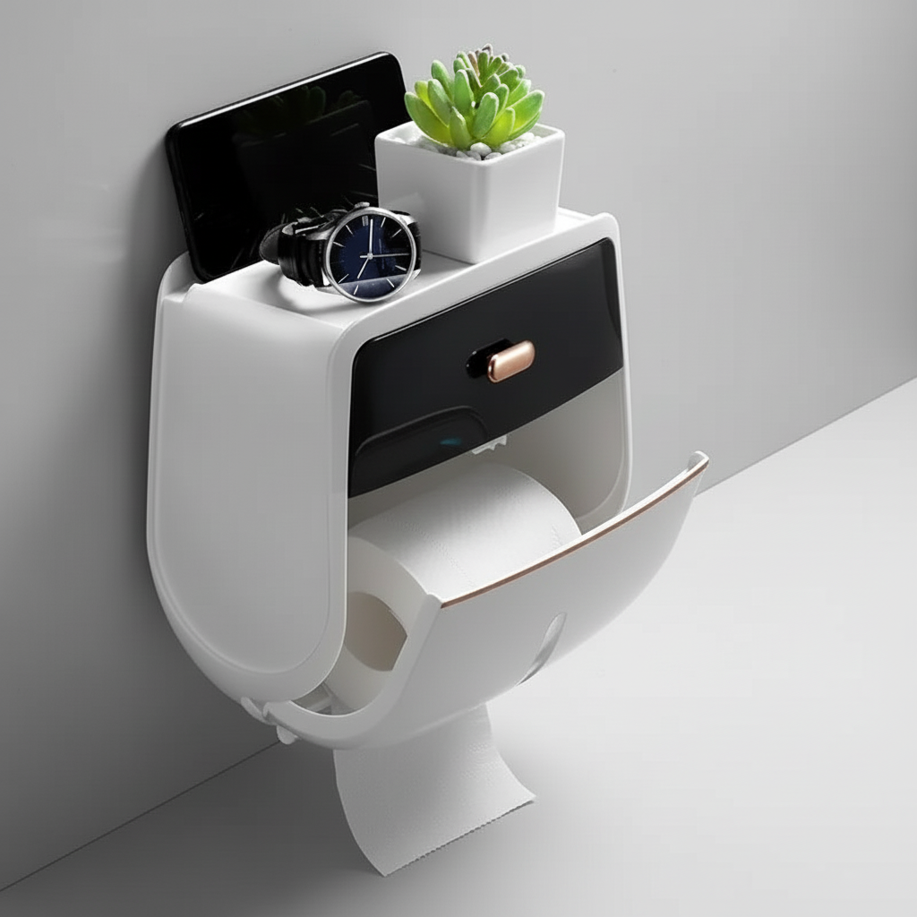Distributeur de mouchoirs pour étagère murale de salle de bain unisexe