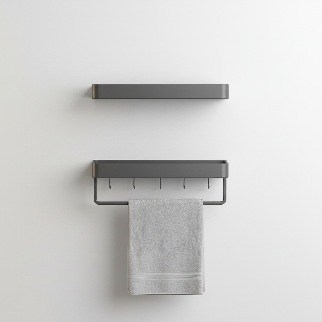 Étagère murale moderne gris mat pour salle de bain ou cuisine