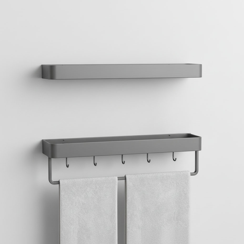 Étagère murale moderne gris mat pour salle de bain ou cuisine