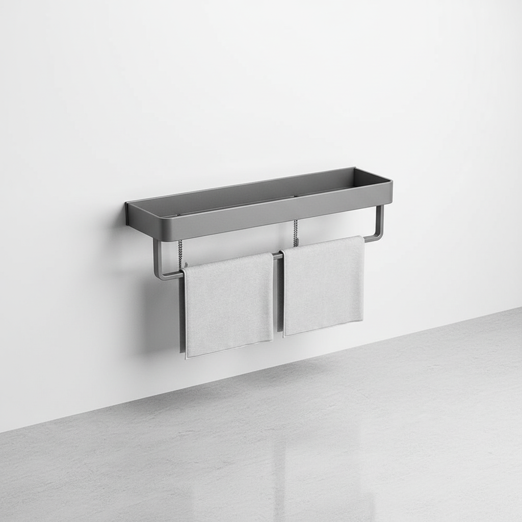 Étagère murale moderne gris mat pour salle de bain ou cuisine