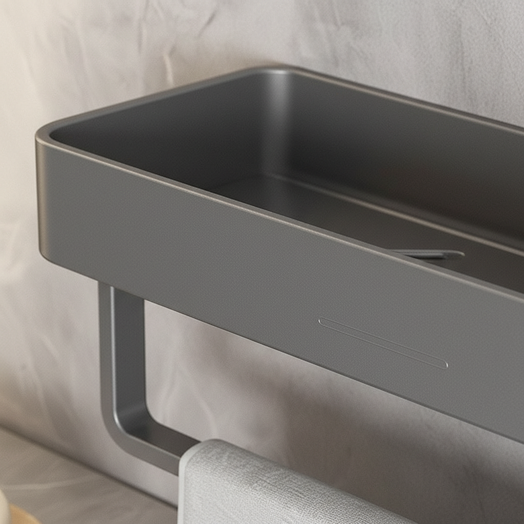 Étagère murale moderne gris mat pour salle de bain ou cuisine
