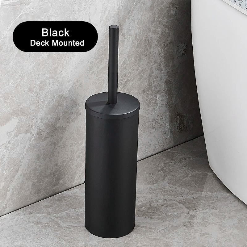 Ensemble de brosses de toilette en acier inoxydable élégant pour salles de bains modernes