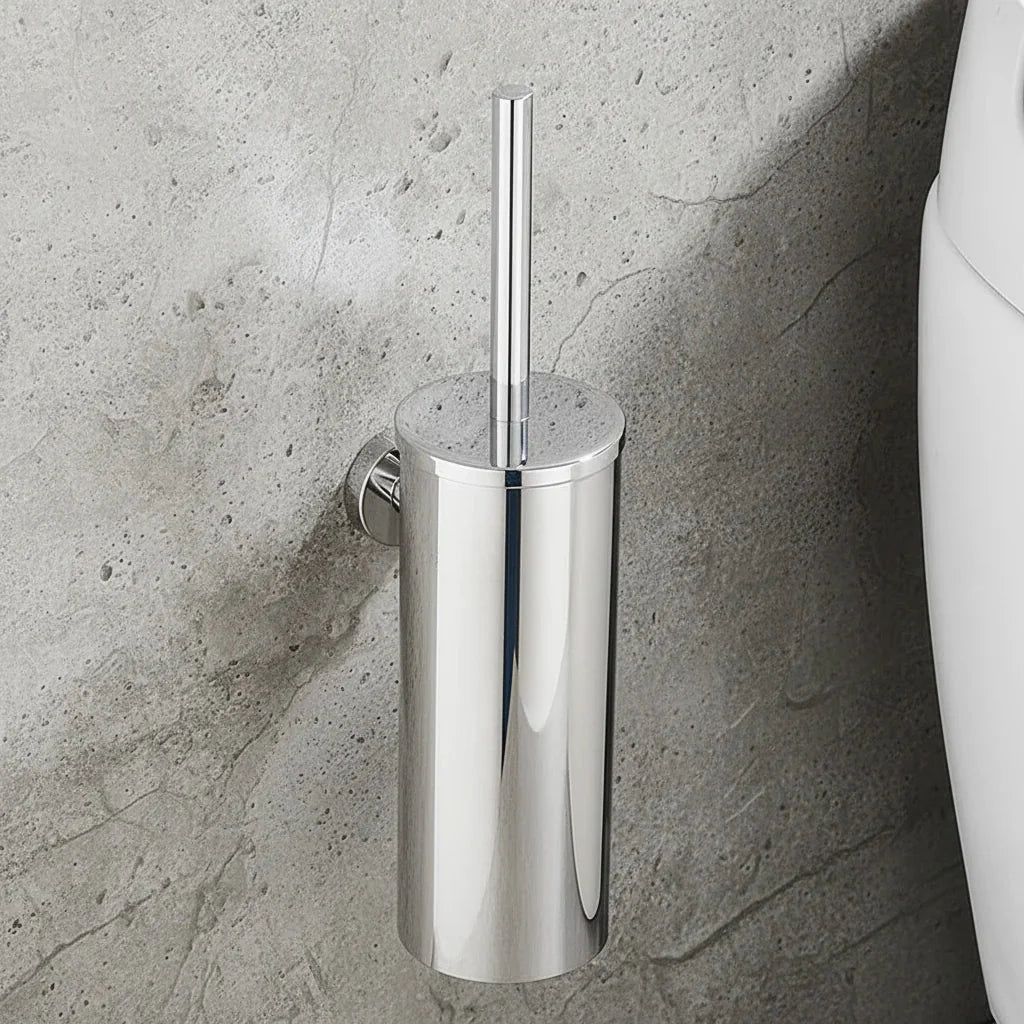 Ensemble de brosses de toilette en acier inoxydable élégant pour salles de bains modernes