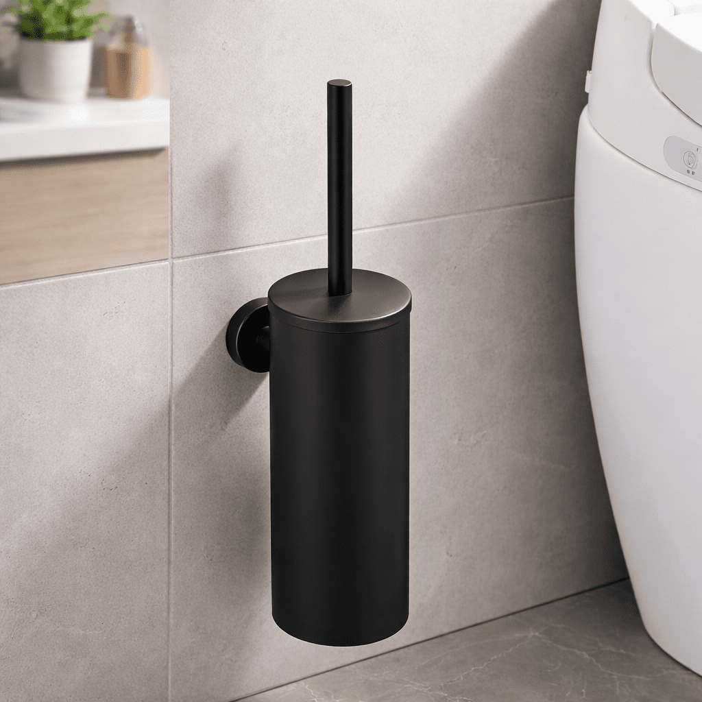 Ensemble de brosses de toilette en acier inoxydable élégant pour salles de bains modernes