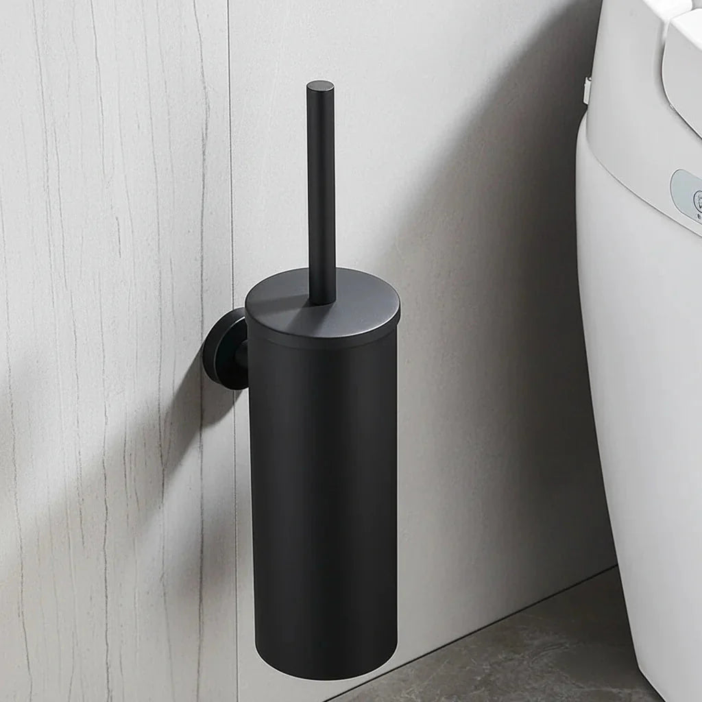 Ensemble de brosses de toilette en acier inoxydable élégant pour salles de bains modernes