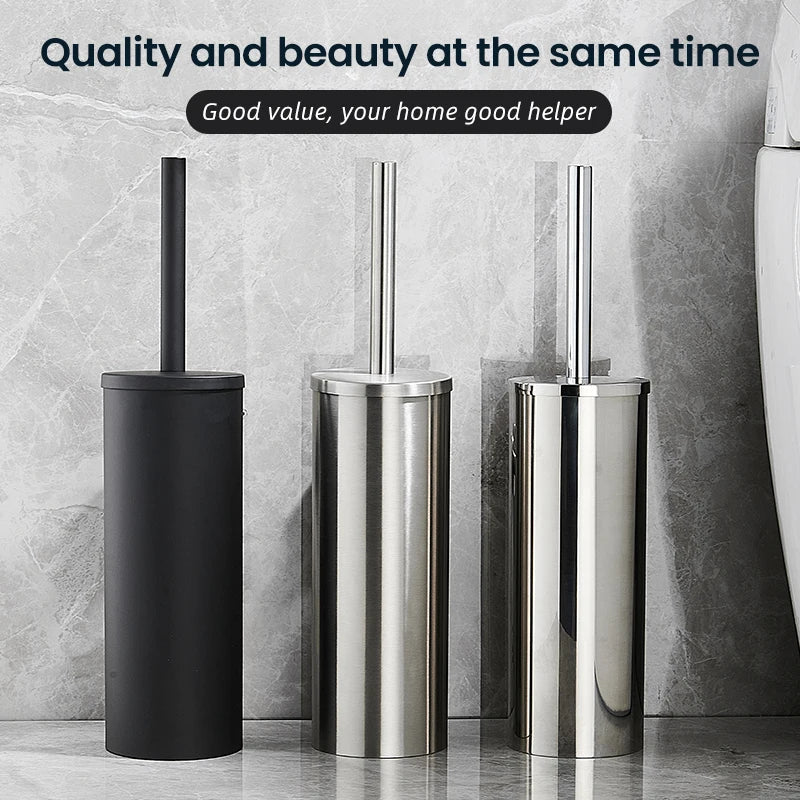 Ensemble de brosses de toilette en acier inoxydable élégant pour salles de bains modernes