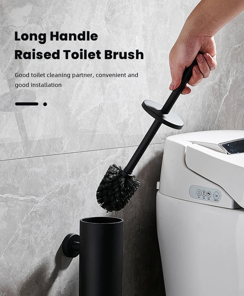 Ensemble de brosses de toilette en acier inoxydable élégant pour salles de bains modernes