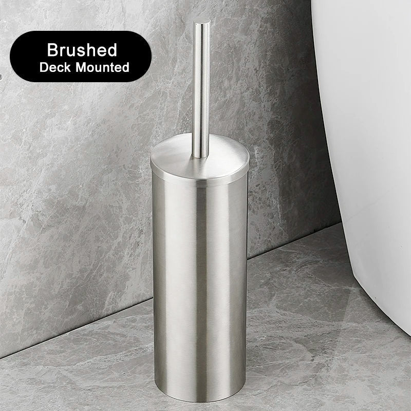 Ensemble de brosses de toilette en acier inoxydable élégant pour salles de bains modernes