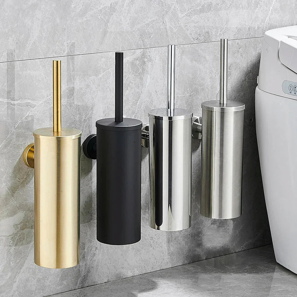Ensemble de brosses de toilette en acier inoxydable élégant pour salles de bains modernes