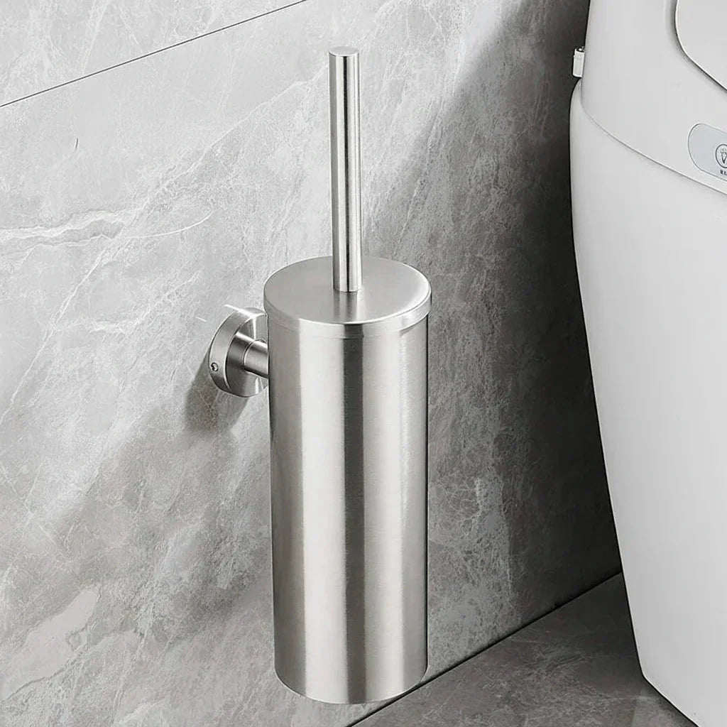 Ensemble de brosses de toilette en acier inoxydable élégant pour salles de bains modernes