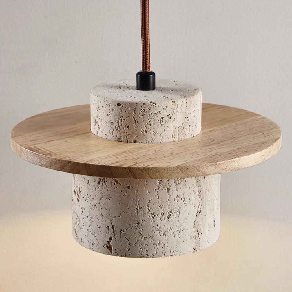 Lampe suspendue en travertin moderne | Abat-jour décoratif en bois naturel