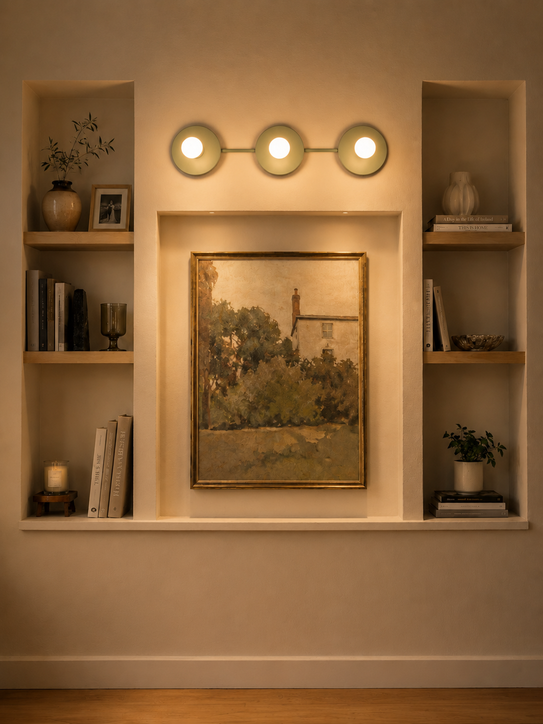 Applique de salle de bain minimaliste à trois points lumineux - Disponible en plusieurs coloris