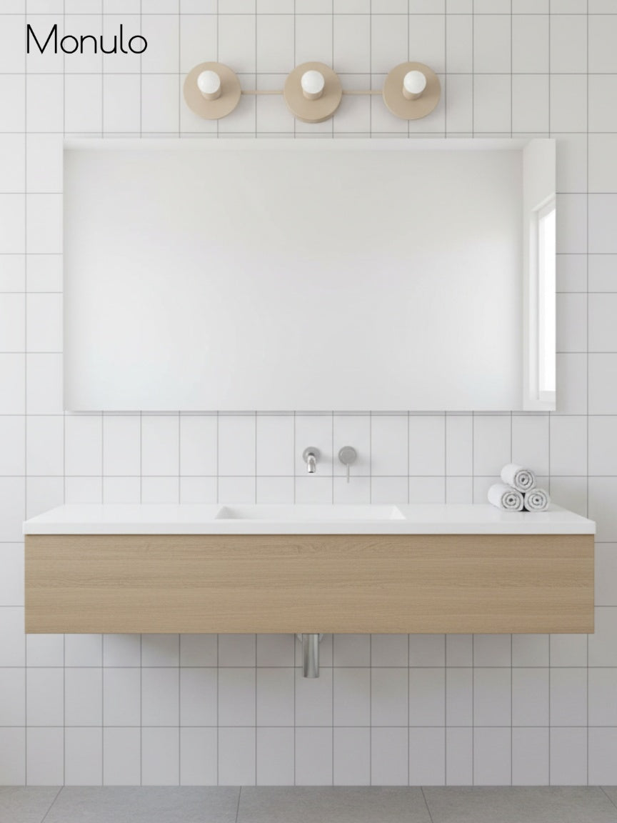 Applique de salle de bain minimaliste à trois points lumineux - Disponible en plusieurs coloris