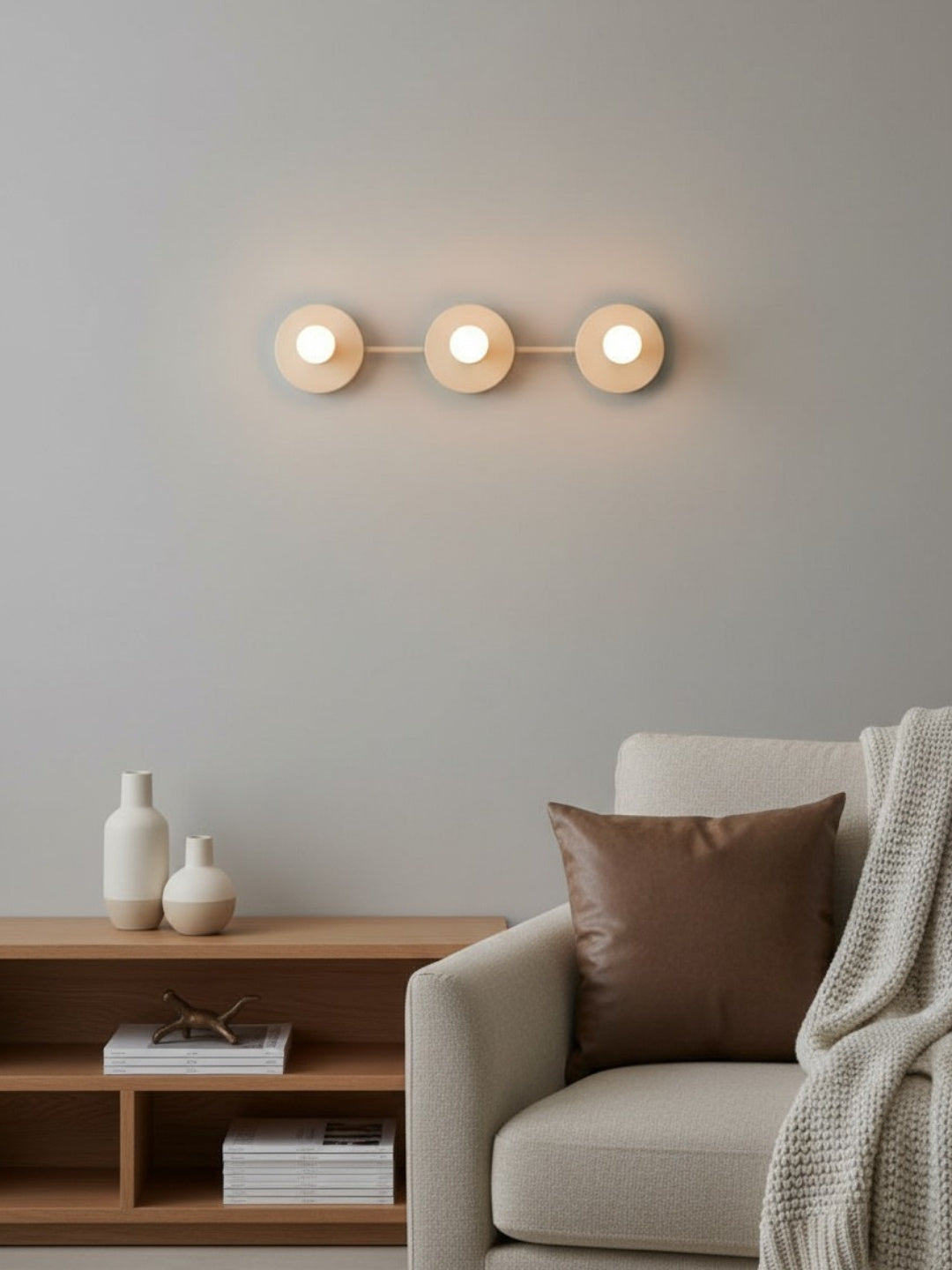 Applique de salle de bain minimaliste à trois points lumineux - Disponible en plusieurs coloris