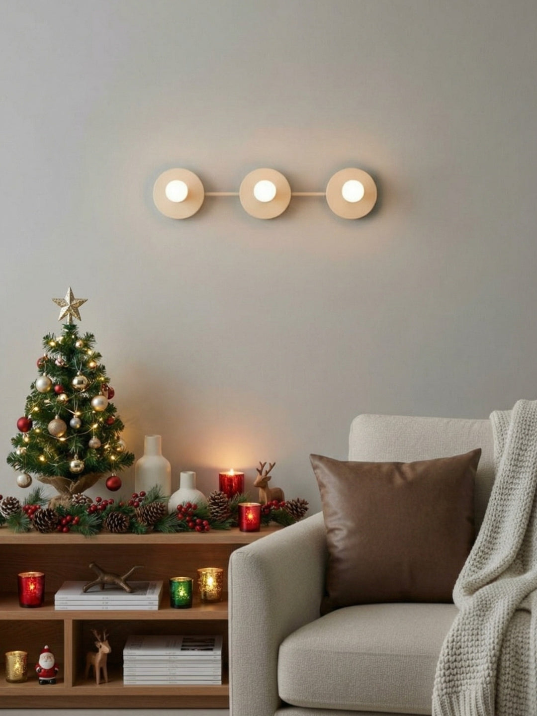 Applique de salle de bain minimaliste à trois points lumineux - Disponible en plusieurs coloris