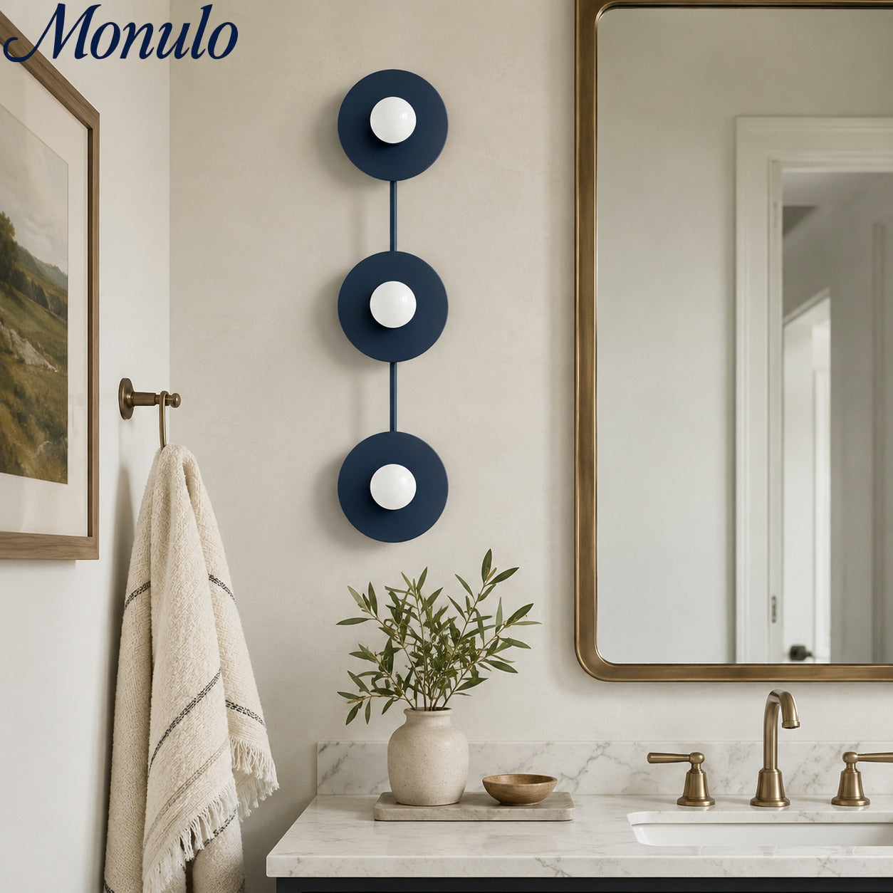 Applique de salle de bain minimaliste à trois points lumineux - Disponible en plusieurs coloris