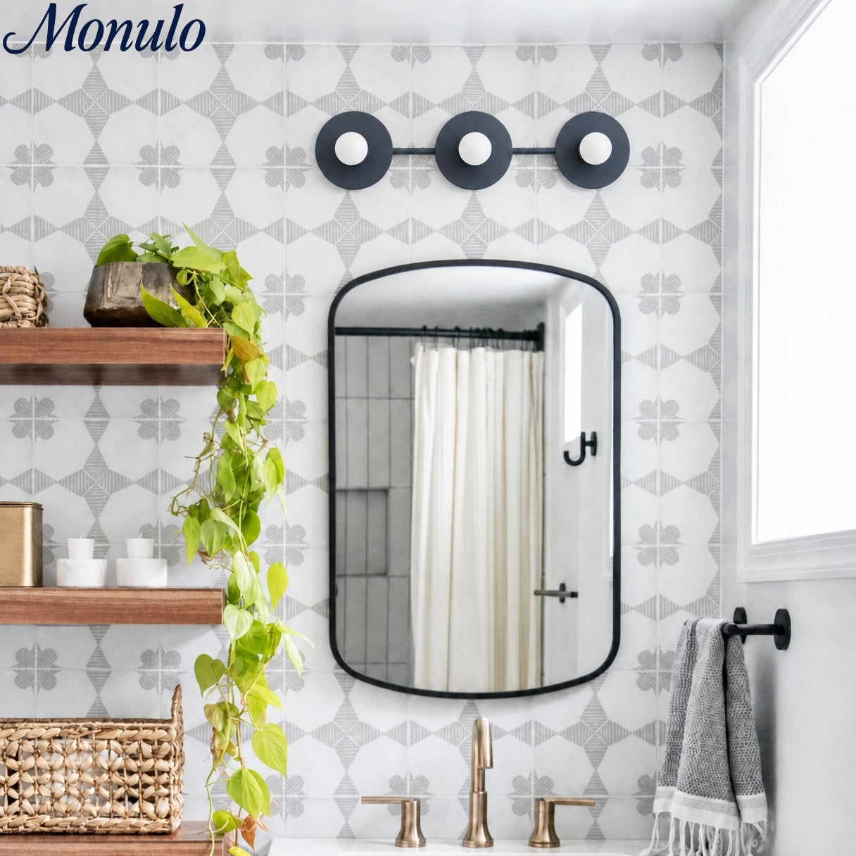 Applique de salle de bain minimaliste à trois points lumineux - Disponible en plusieurs coloris