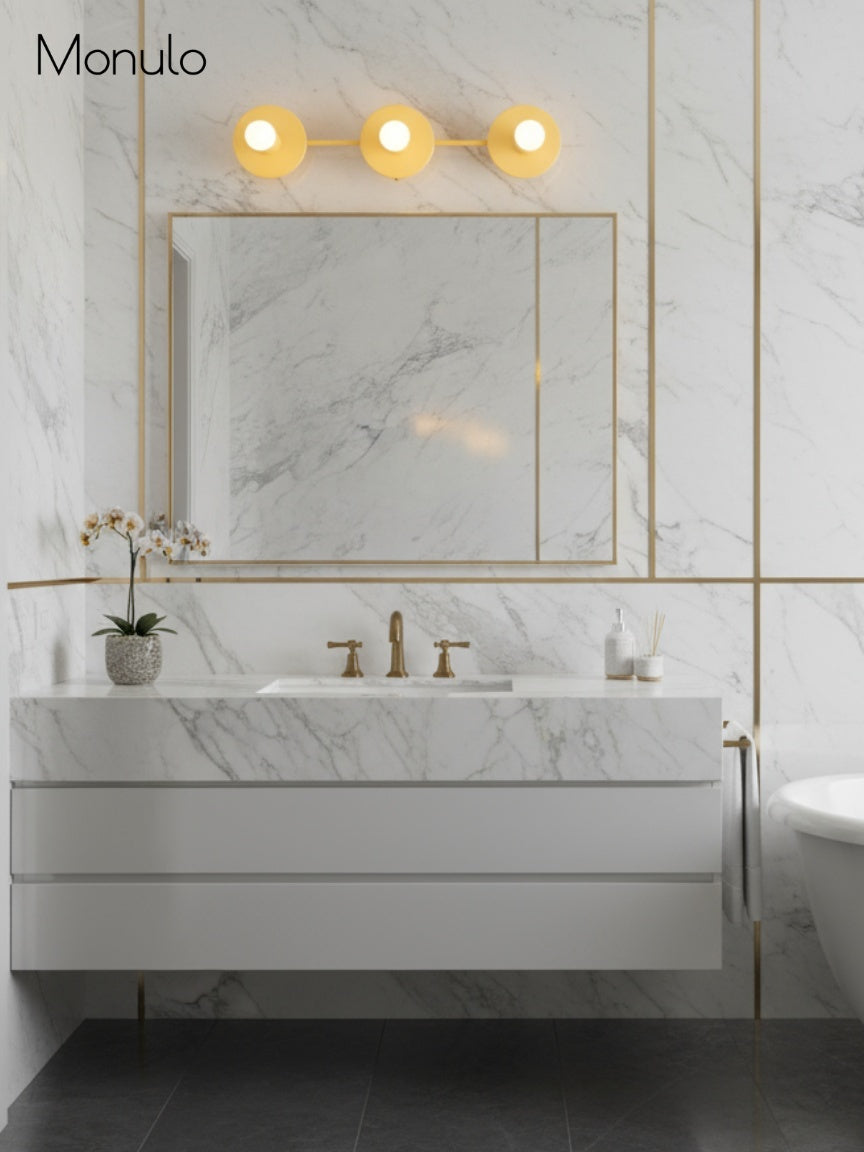 Applique de salle de bain minimaliste à trois points lumineux - Disponible en plusieurs coloris