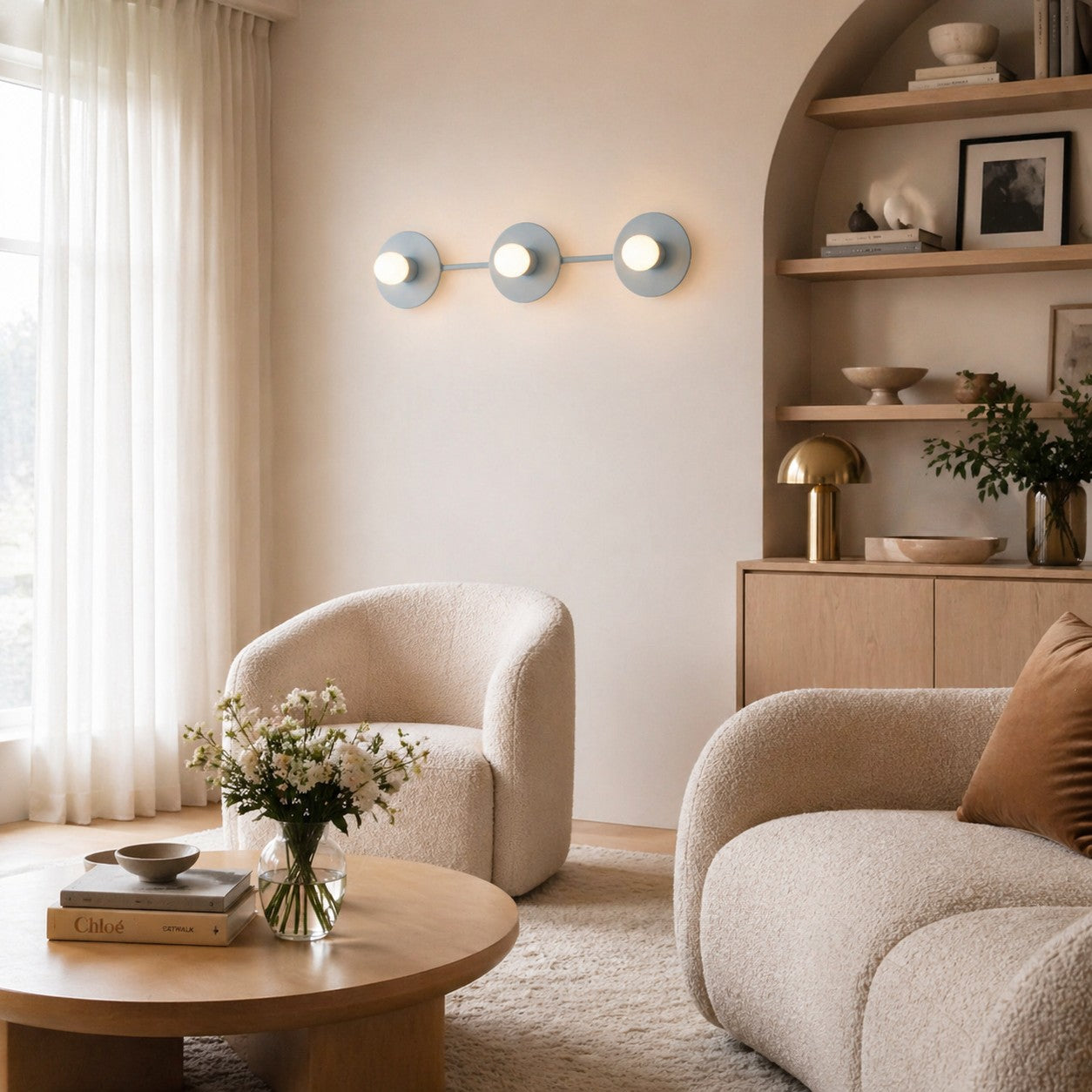Applique de salle de bain minimaliste à trois points lumineux - Disponible en plusieurs coloris