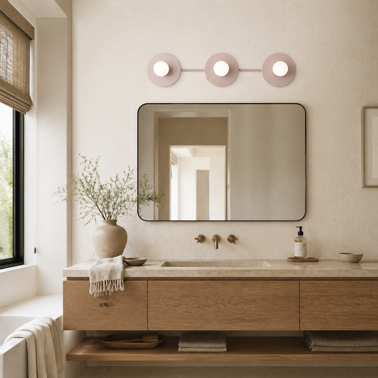 Applique de salle de bain minimaliste à trois points lumineux - Disponible en plusieurs coloris